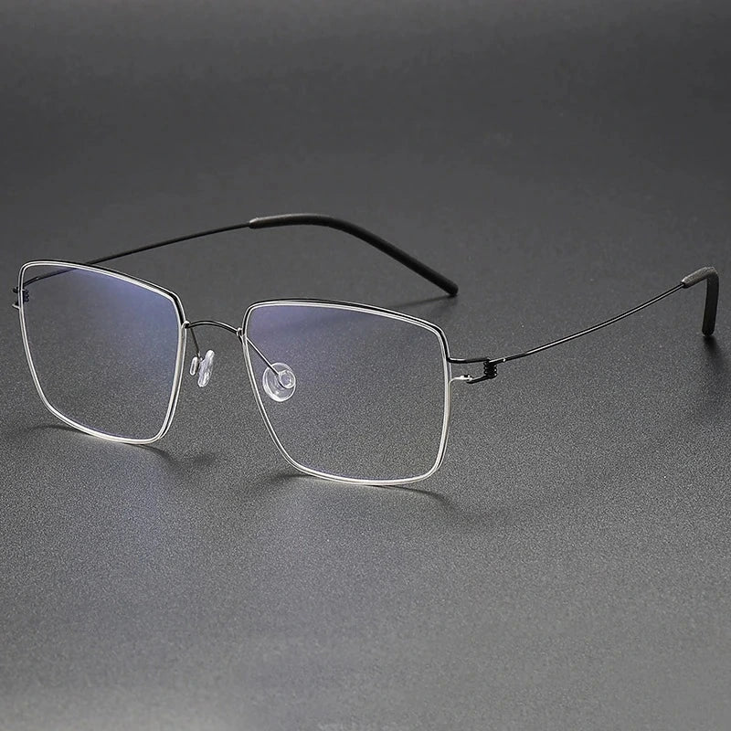 Blackmask Unisex Full Rim Square Pure Titanium Eyeglasses Lamold - Black-Silver