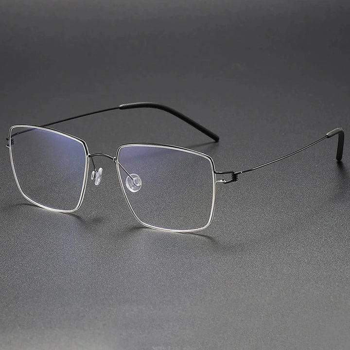 Blackmask Unisex Full Rim Square Pure Titanium Eyeglasses Lamold - Black-Silver