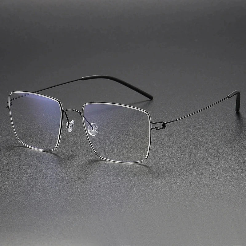 Blackmask Unisex Full Rim Square Pure Titanium Eyeglasses Lamold - Black