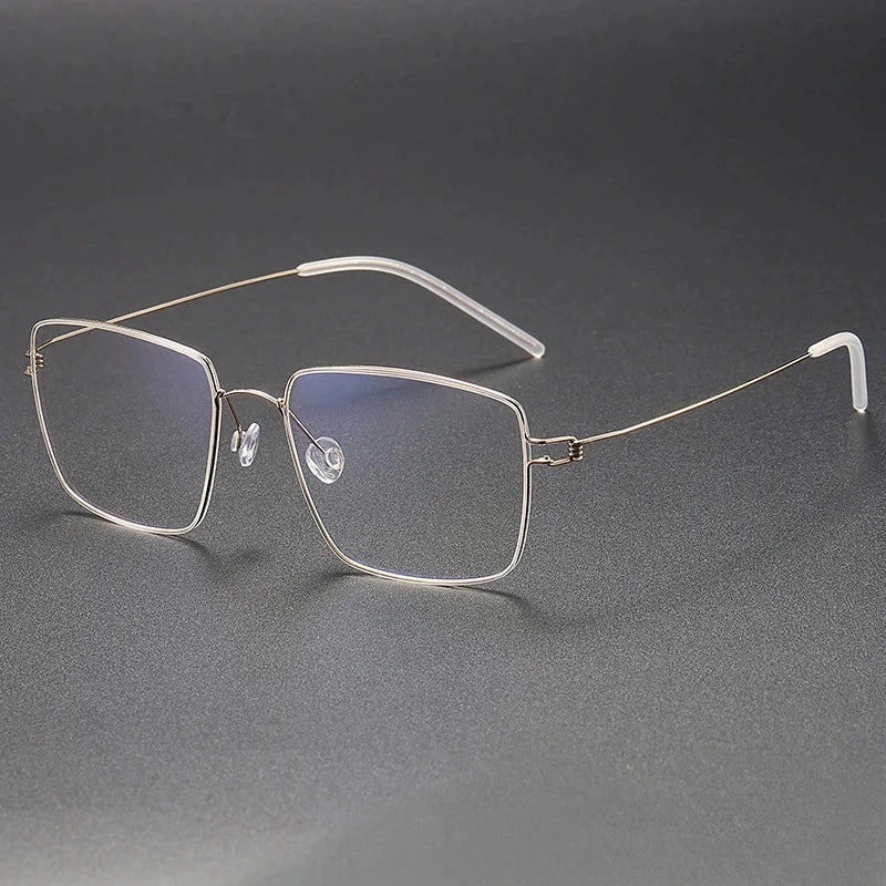 Blackmask Unisex Full Rim Square Pure Titanium Eyeglasses Lamold - Gold