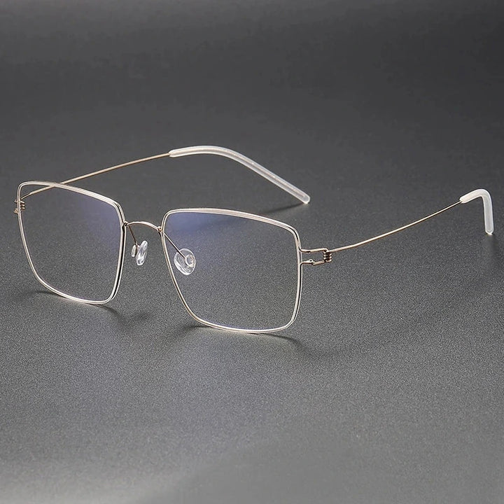 Blackmask Unisex Full Rim Square Pure Titanium Eyeglasses Lamold - Gold