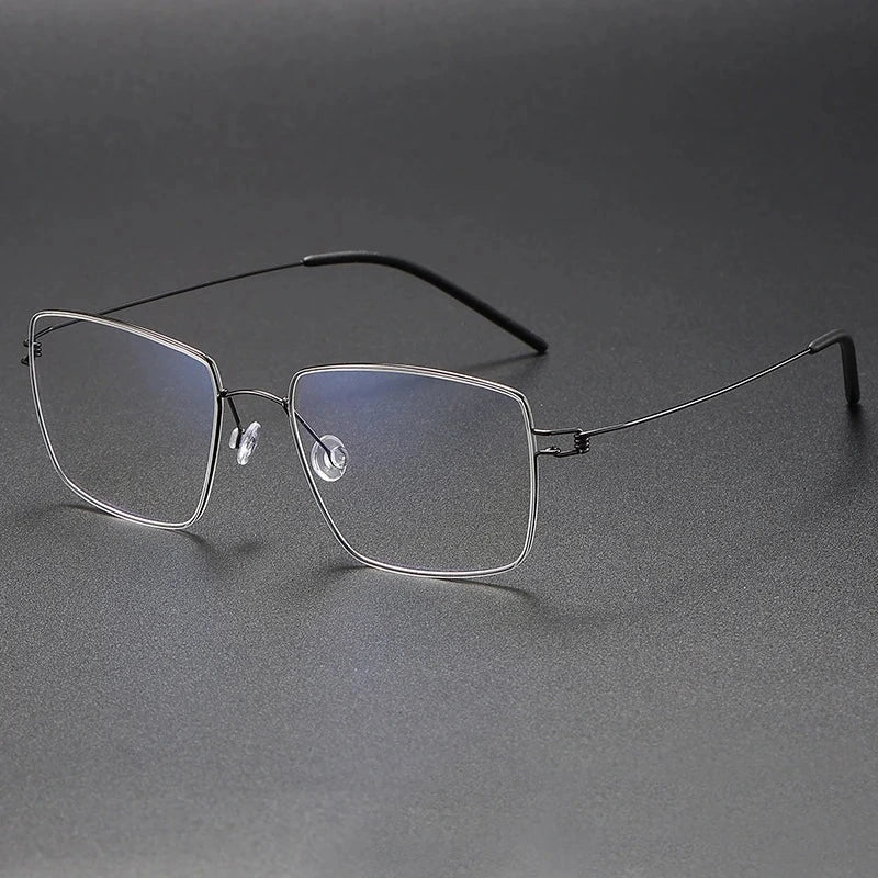 Blackmask Unisex Full Rim Square Pure Titanium Eyeglasses Lamold - Gun Gray