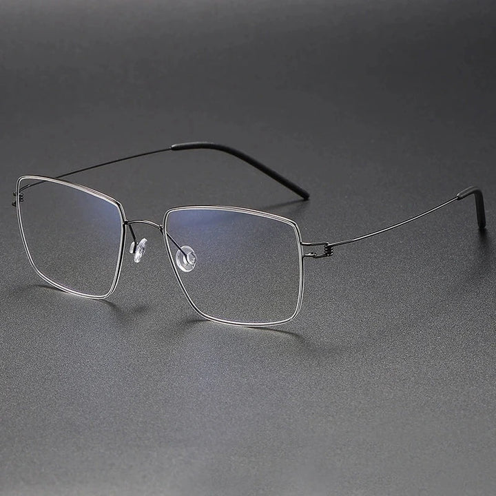 Blackmask Unisex Full Rim Square Pure Titanium Eyeglasses Lamold - Gun Gray