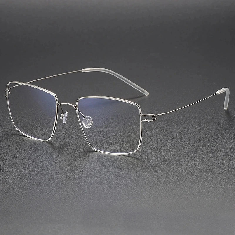Blackmask Unisex Full Rim Square Pure Titanium Eyeglasses Lamold - Silver