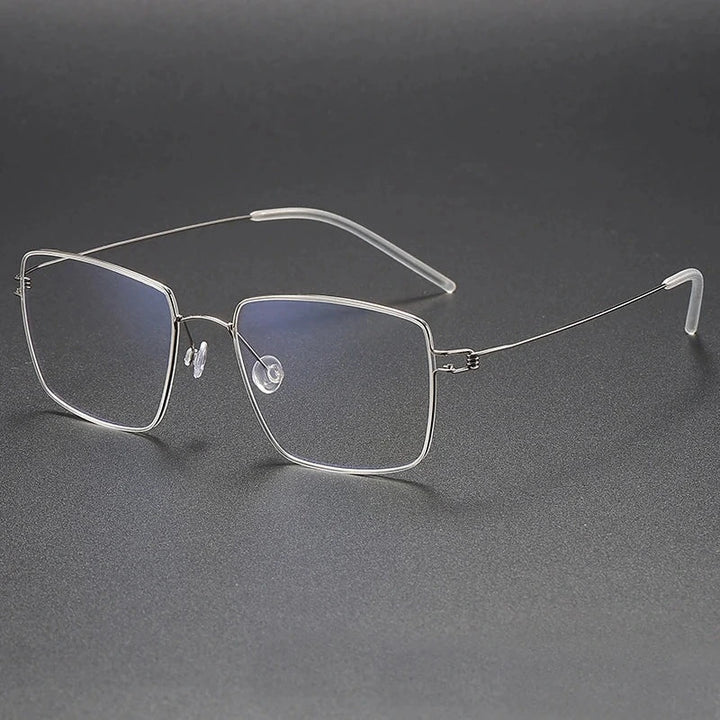 Blackmask Unisex Full Rim Square Pure Titanium Eyeglasses Lamold - Silver