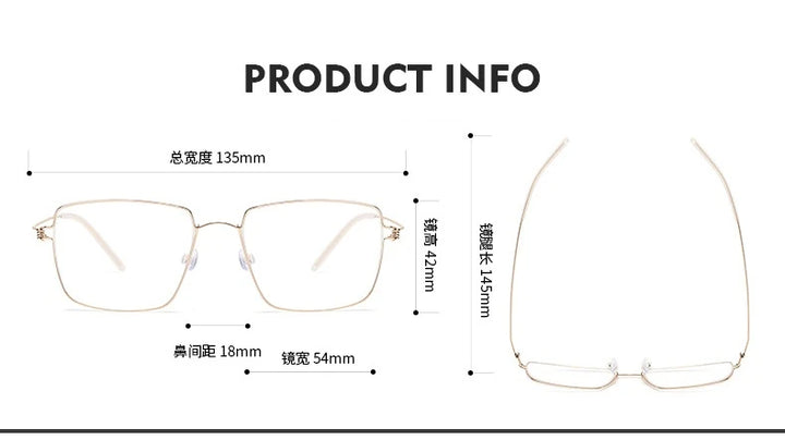 Blackmask Unisex Full Rim Square Pure Titanium Eyeglasses Lamold - Official Size Chart and Dimensions
