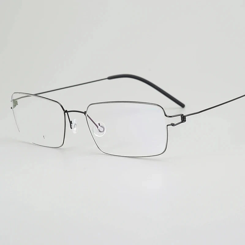 Blackmask Unisex Full Rim Square Pure Titanium Eyeglasses Ldtim - Black