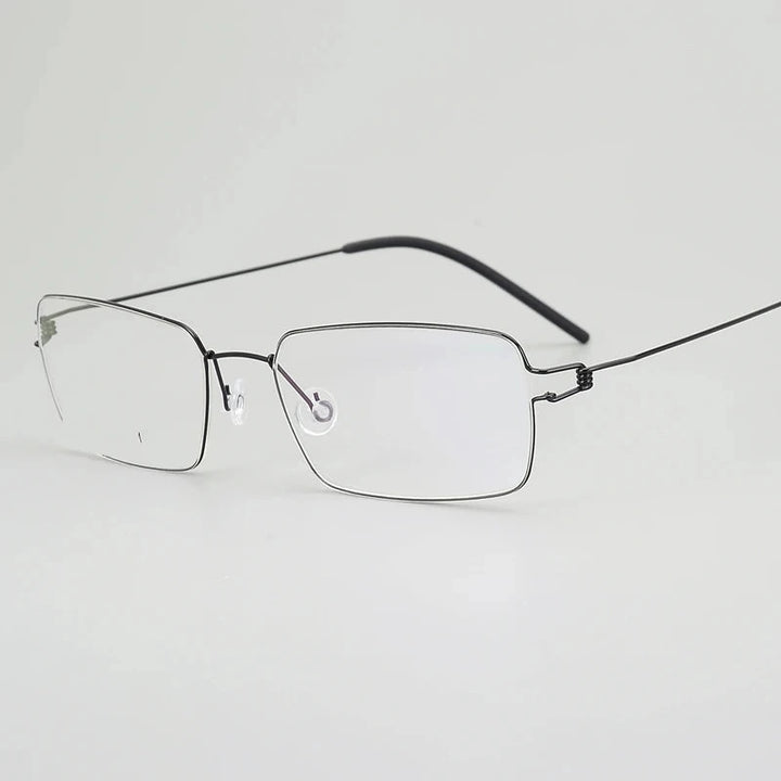 Blackmask Unisex Full Rim Square Pure Titanium Eyeglasses Ldtim - Black