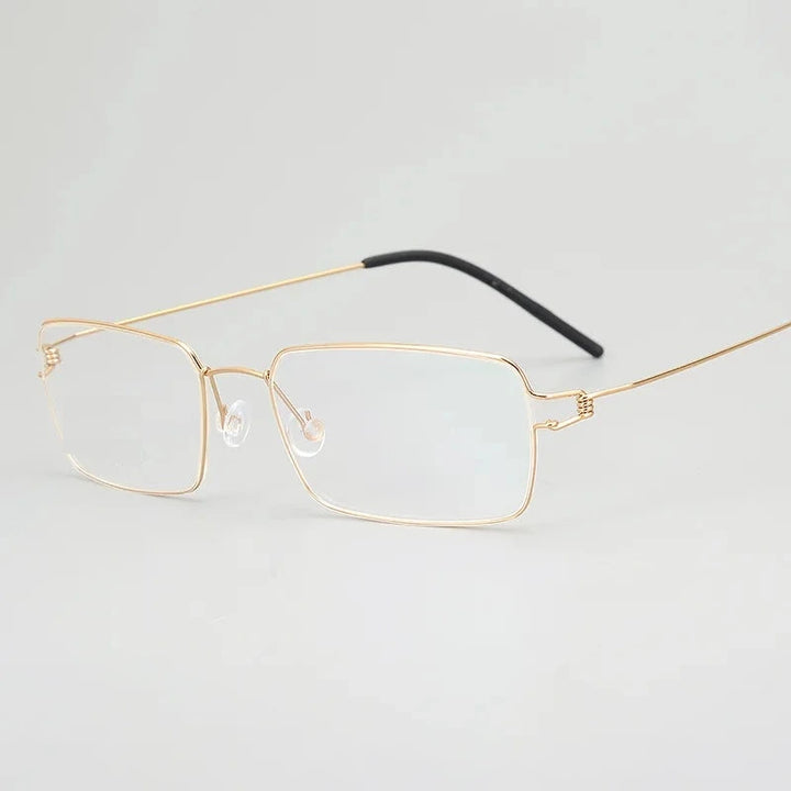 Blackmask Unisex Full Rim Square Pure Titanium Eyeglasses Ldtim - Golden