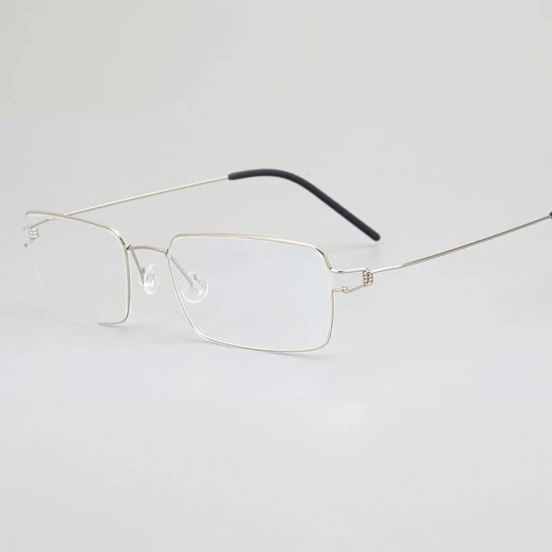 Blackmask Unisex Full Rim Square Pure Titanium Eyeglasses Ldtim - Silver