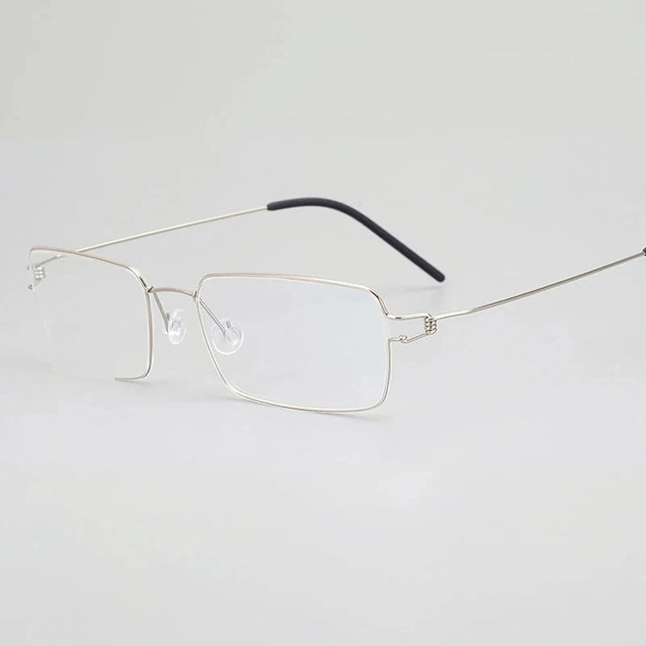 Blackmask Unisex Full Rim Square Pure Titanium Eyeglasses Ldtim - Silver