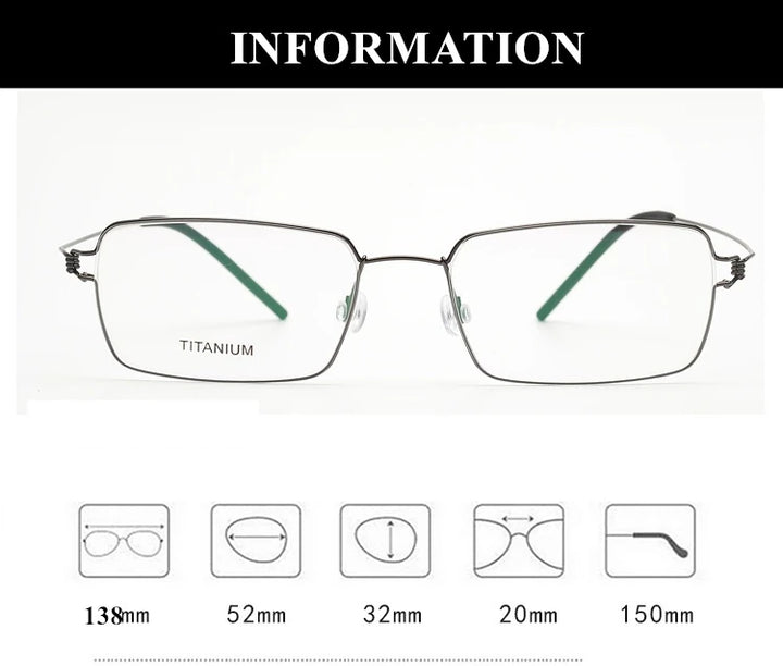 Blackmask Unisex Full Rim Square Pure Titanium Eyeglasses Ldtim - Official Size Chart and Dimensions