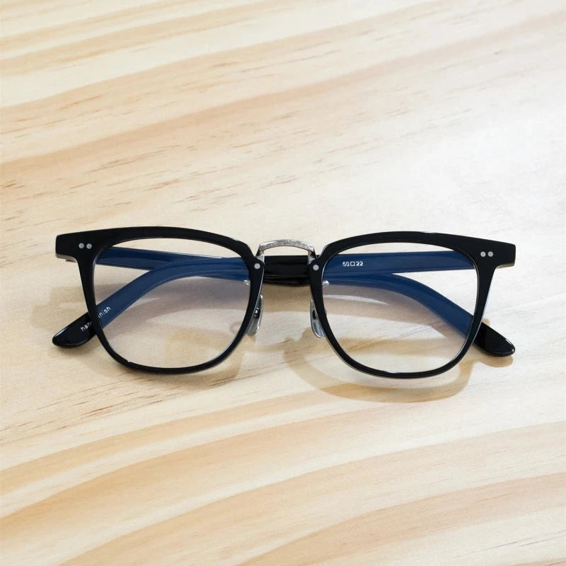 Blackmask Unisex Full Rim Square Acetate Eyeglasses Stacy - Black