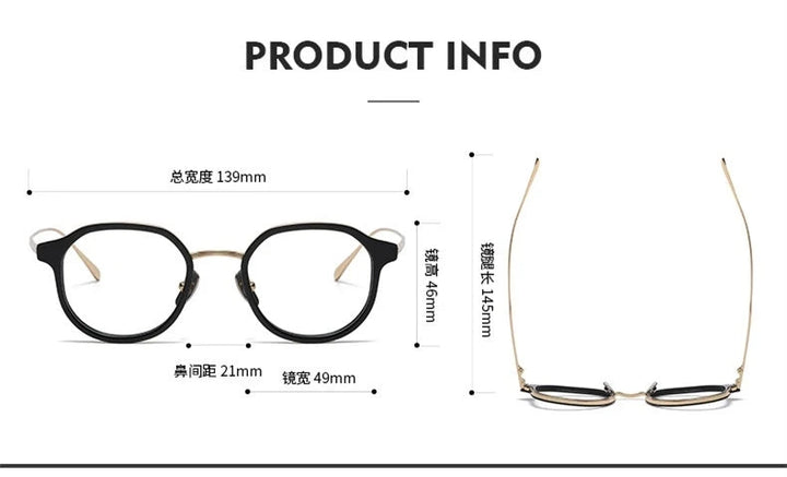 Blackmask Unisex Full Rim Oval Titanium Acetate Eyeglasses Tango - Size Chart