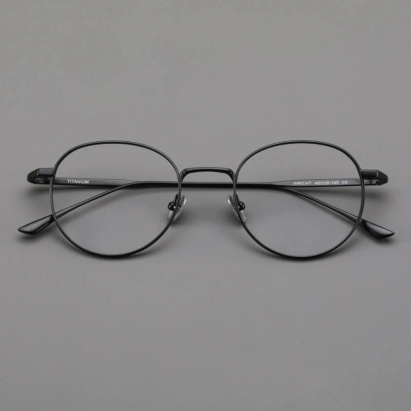 Blackmask Unisex Full Rim Round Pure Titanium Eyeglasses Wright - Black