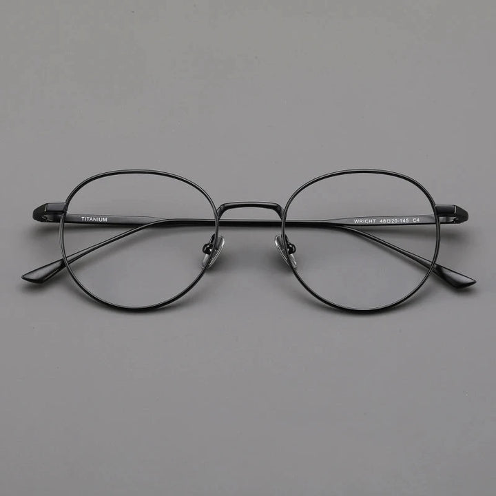 Blackmask Unisex Full Rim Round Pure Titanium Eyeglasses Wright - Black