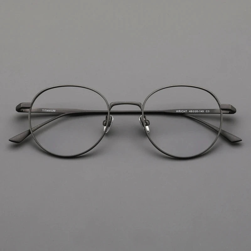 Blackmask Unisex Full Rim Round Pure Titanium Eyeglasses Wright - Gun Gray
