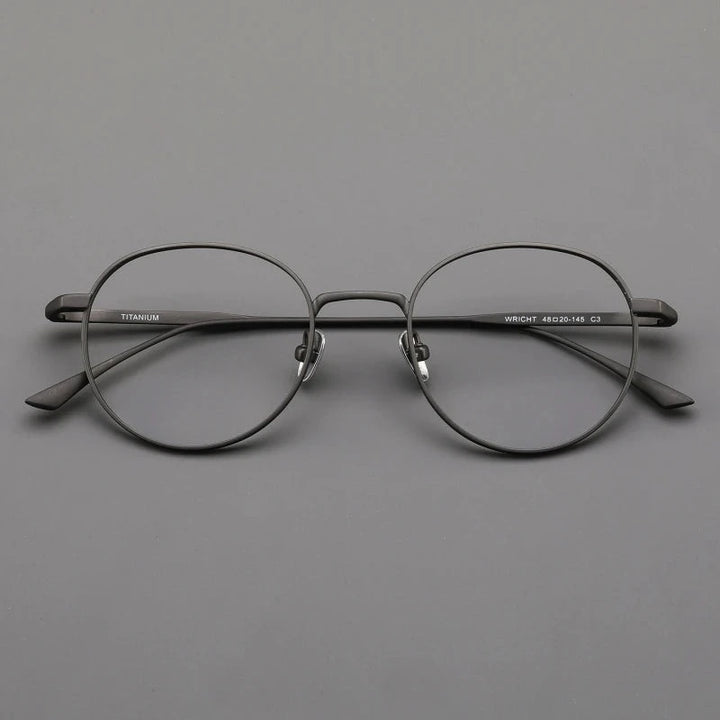 Blackmask Unisex Full Rim Round Pure Titanium Eyeglasses Wright - Gun Gray