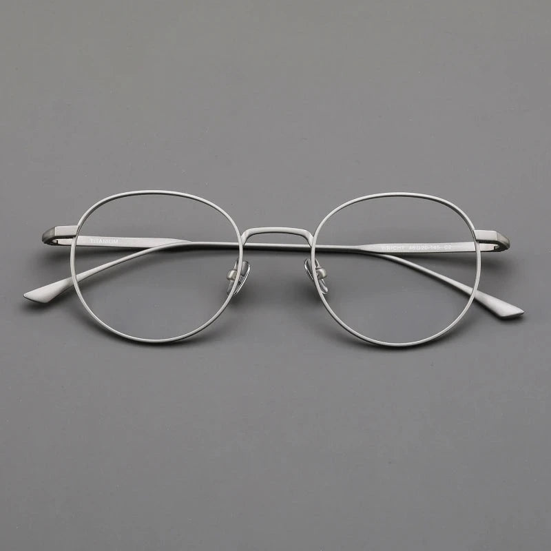 Blackmask Unisex Full Rim Round Pure Titanium Eyeglasses Wright - Silver
