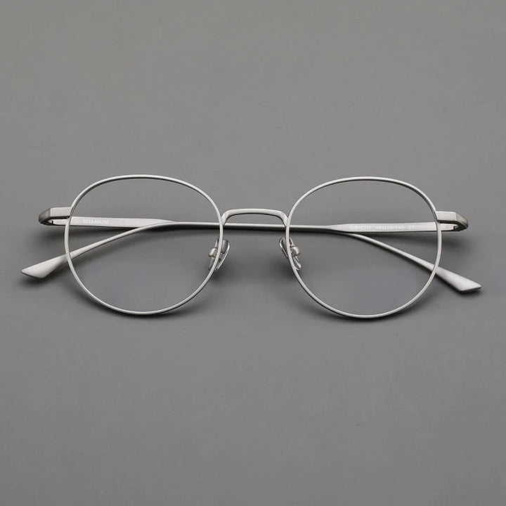 Blackmask Unisex Full Rim Round Pure Titanium Eyeglasses Wright - Silver