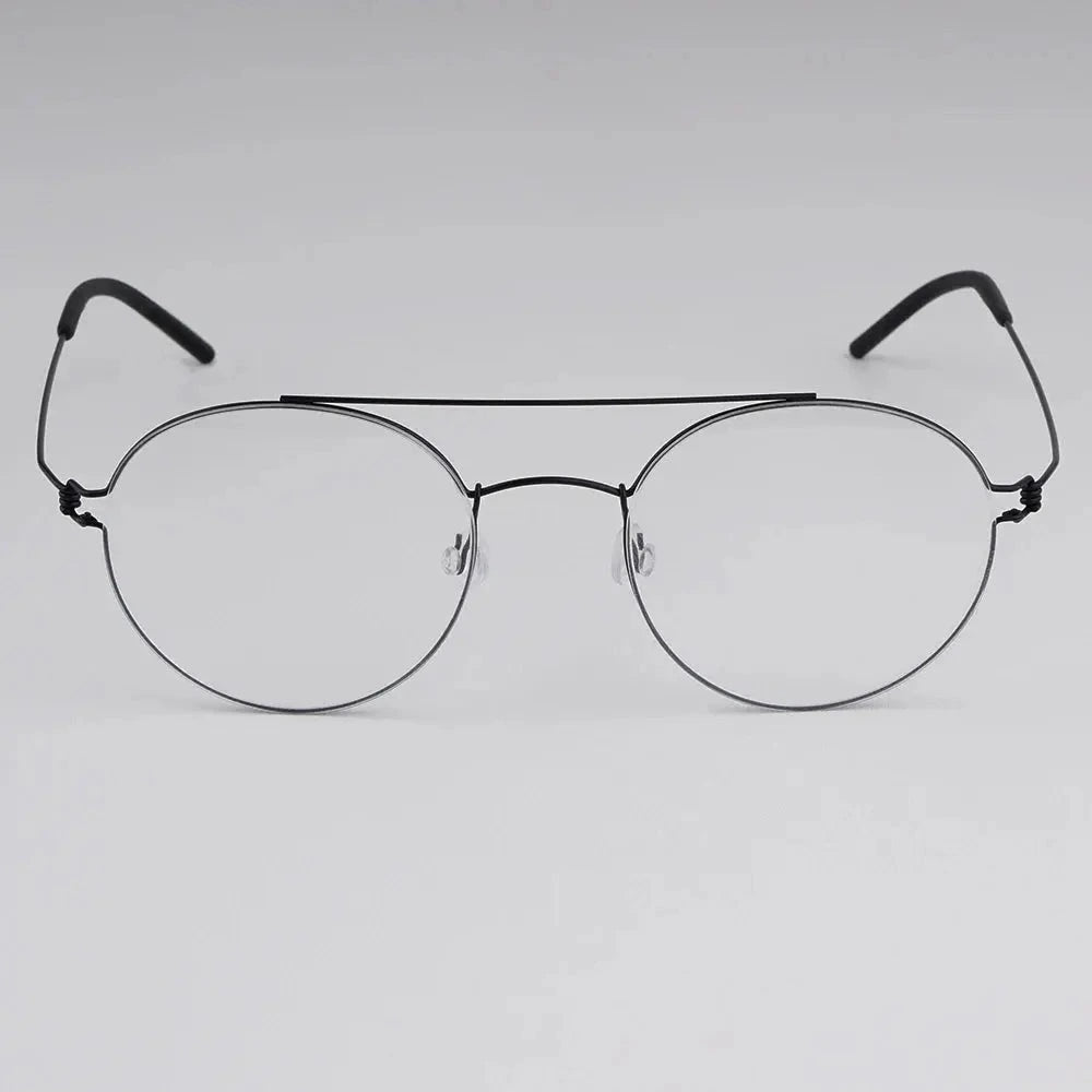 Bobbie 165342 Unisex 138mm Full Rim Oval Double Bridge Titanium  Frames - black