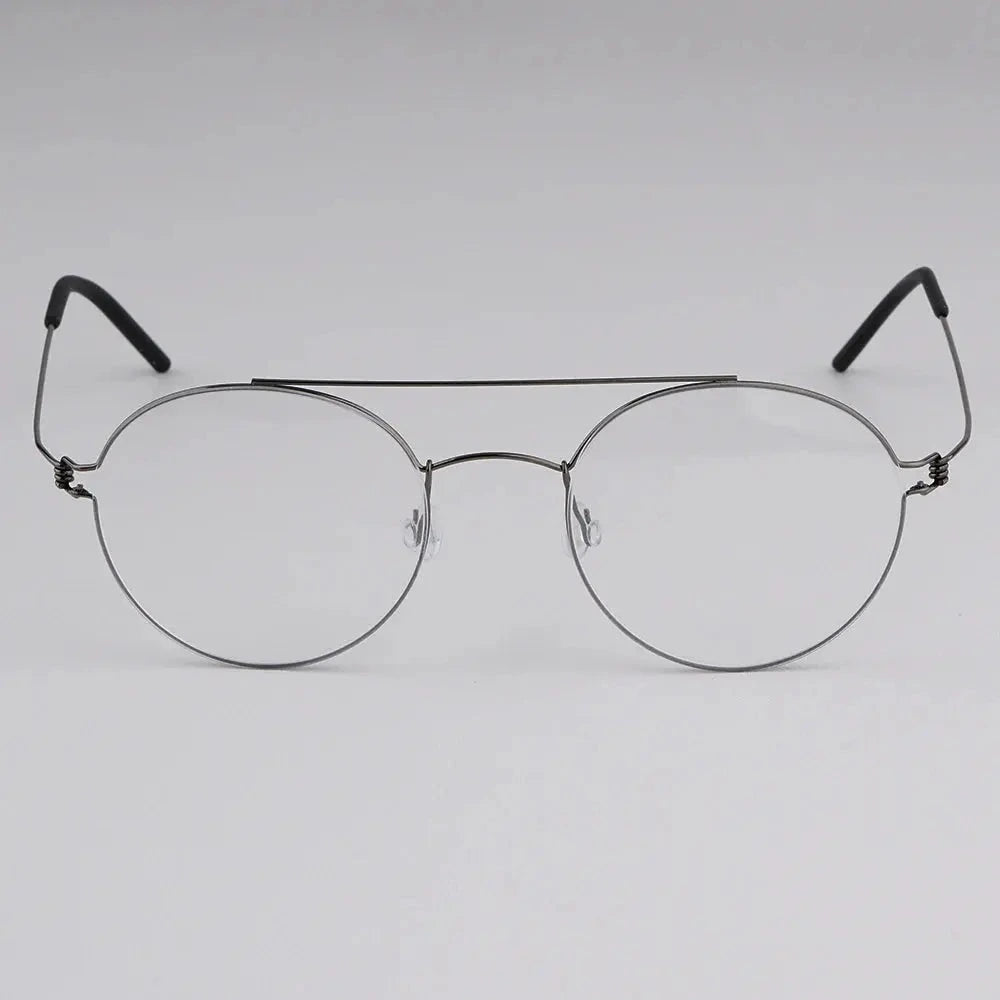 Bobbie 165342 Unisex 138mm Full Rim Oval Double Bridge Titanium  Frames - GRAY