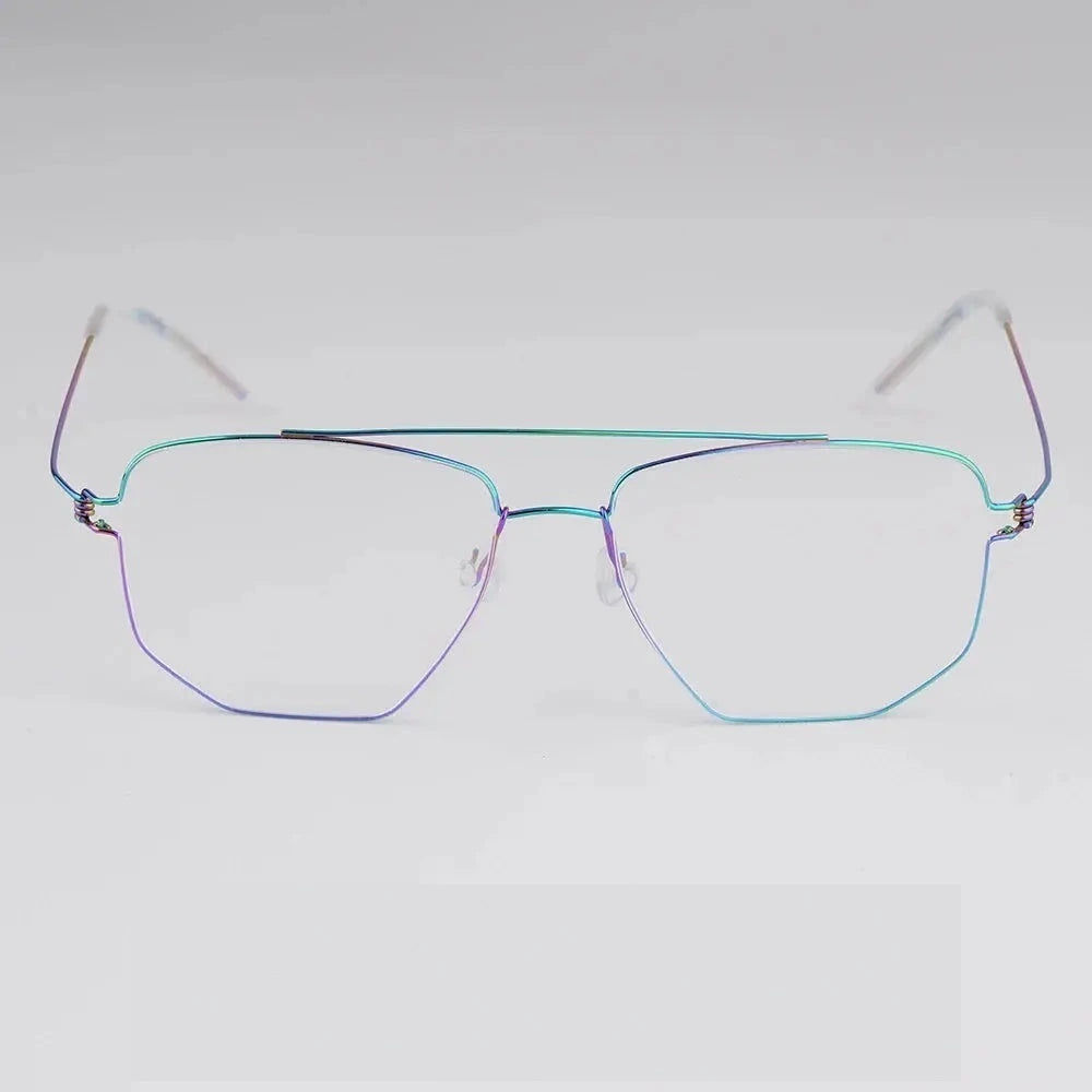 Bobbie 165342 Unisex Full Rim Square Double Bridge Titanium Frames - MULTI
