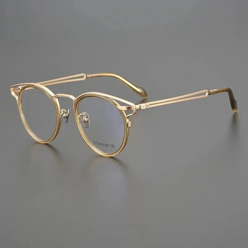 Bobbie 190610 Full Rim Women’s Oval  Acetate Titanium Frames - Gold