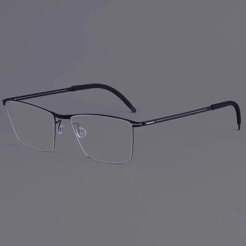 Bobbie 460617 Unisex 138mm Full Rim Square Titanium Frames - black