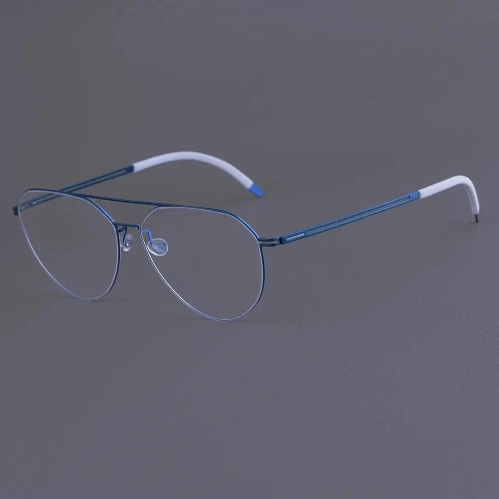 Bobbie 470200 Women’s Titanium Full Rim Oval Double Bridge Frames - Blue