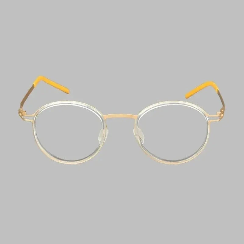 Bobbie 494620 Women’s Screwless Full Rim Round Titanium Frames - Gold clear