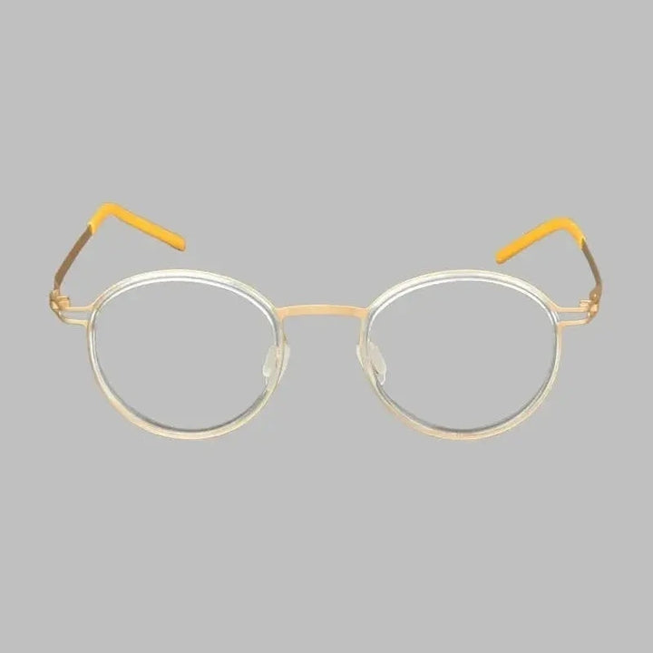 Bobbie 494620 Women’s Screwless Full Rim Round Titanium Frames - Gold clear