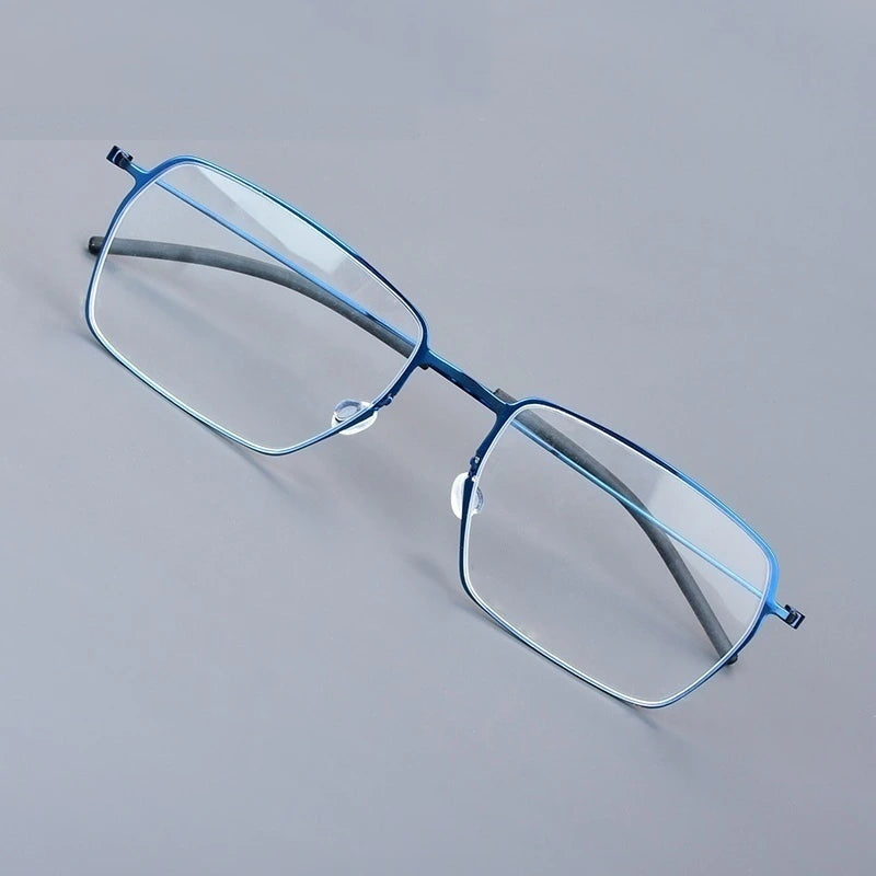 Bobbie 550900 Unisex Square Full Rim Screwless Titanium Frames - Blue