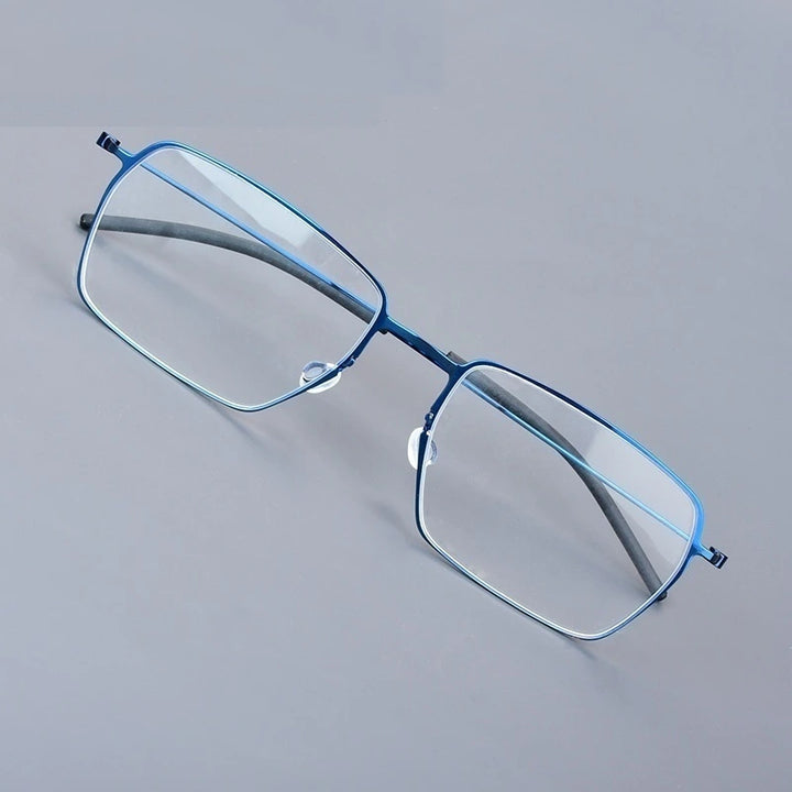 Bobbie 550900 Unisex Square Full Rim Screwless Titanium Frames - Blue