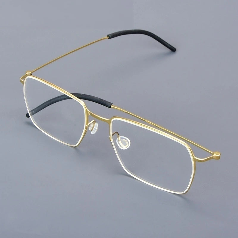 Bobbie 550900 Unisex Square Full Rim Screwless Titanium Frames - Gold