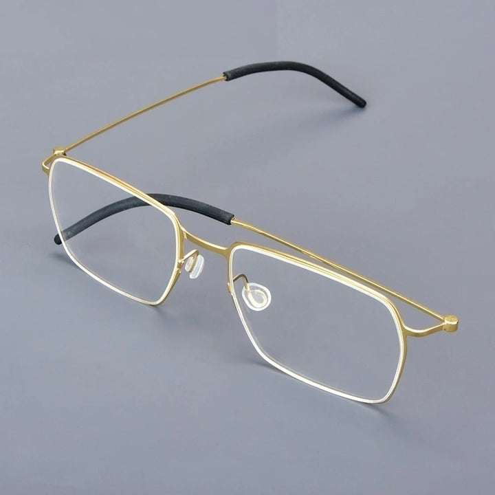 Bobbie 550900 Unisex Square Full Rim Screwless Titanium Frames - Gold