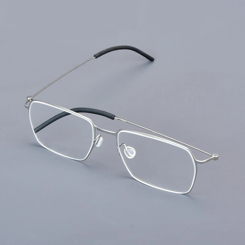 Bobbie 550900 Unisex Square Full Rim Screwless Titanium Frames - Silver