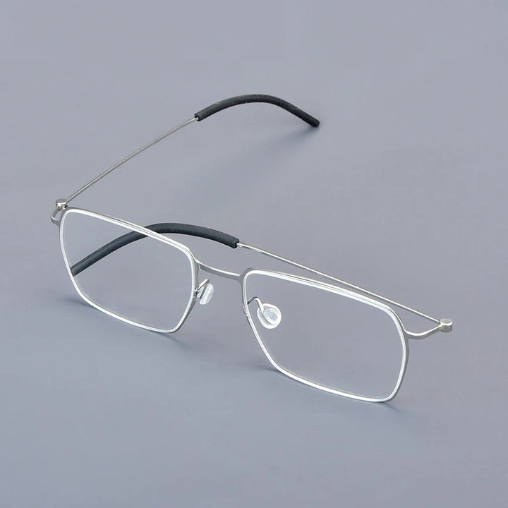 Bobbie 550900 Unisex Square Full Rim Screwless Titanium Frames - Silver