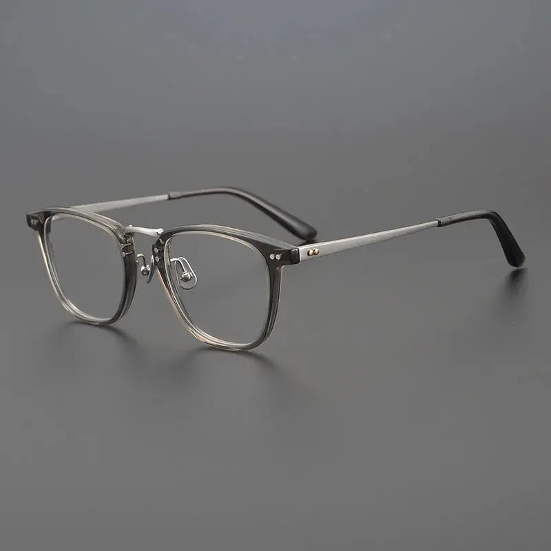 Bobbie 907200 Unisex 138mm Full Rim Square Oval Titanium Frames - Grey