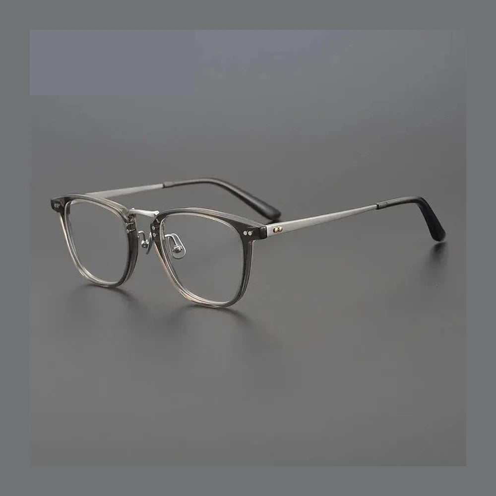 Bobbie 907200 Unisex 138mm Full Rim Square Oval Titanium Frames - Grey