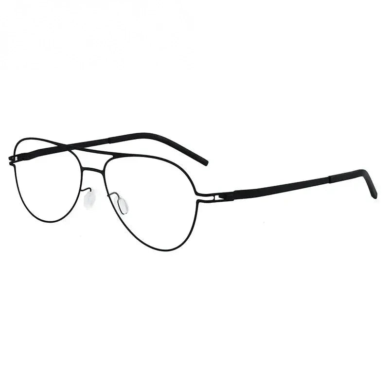 Bobbie Full Rim Double Bridge Unisex Oval Screwless Steel Frames 524316 - black