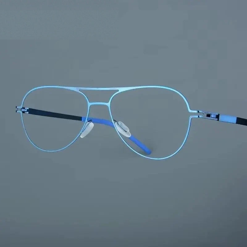 Bobbie Full Rim Double Bridge Unisex Oval Screwless Steel Frames 524316 - Blue