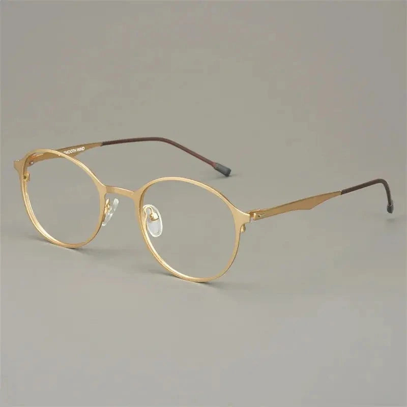 Bobbie Unisex Full Rim Round Acetate Titanium Eyeglasses 818967 - Gold