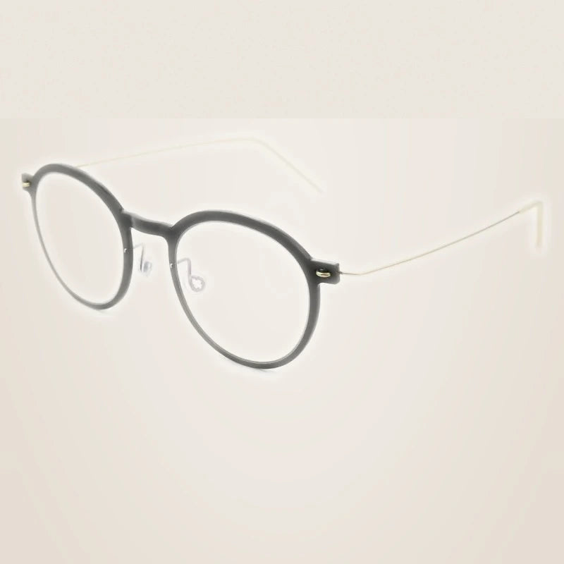 Bobbie Unisex Full Rim Round Titanium Acetate Eyeglasses 636586 - black gold