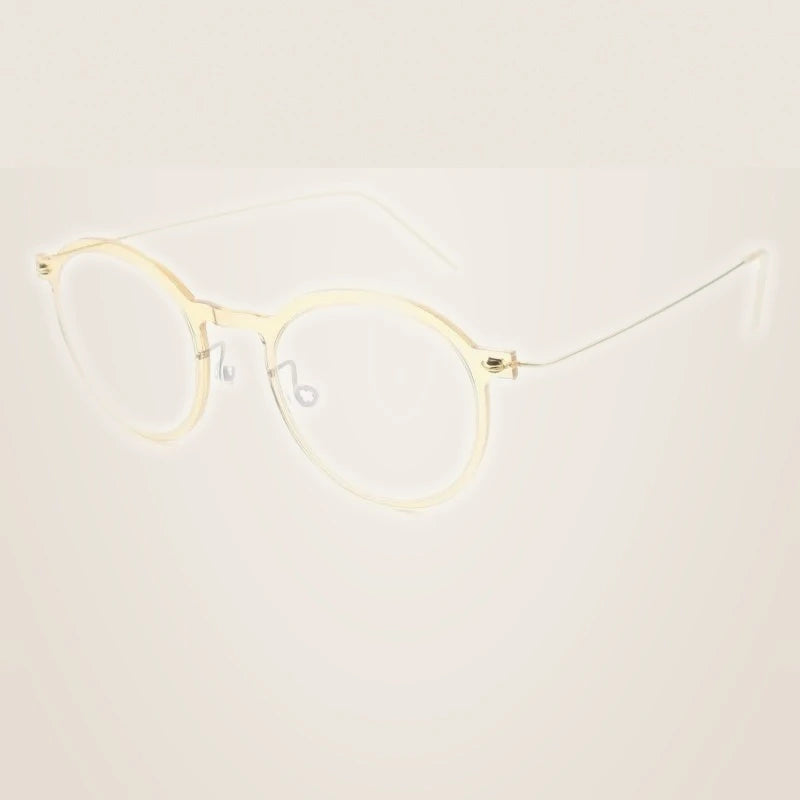 Bobbie Unisex Full Rim Round Titanium Acetate Eyeglasses 636586 - Khaki