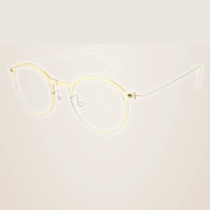 Bobbie Unisex Full Rim Round Titanium Acetate Eyeglasses 636586 - Khaki