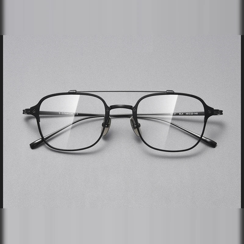 Bobbie Unisex Full Rim Square Double Bridge Titanium Eyeglasses 671319 - black / CHINA