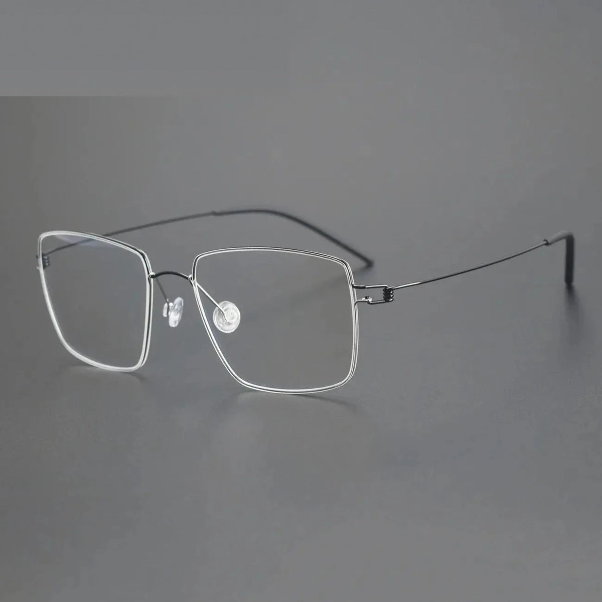 Bobbie Unisex Full Rim Square Screwless Titanium Eyeglasses 544218 - black silver