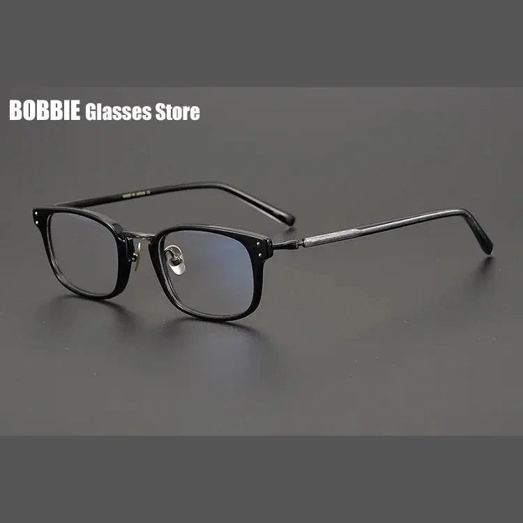 Bobbie Unisex Full Rim Square Titanium Acetate Eyeglasses 936820 - black