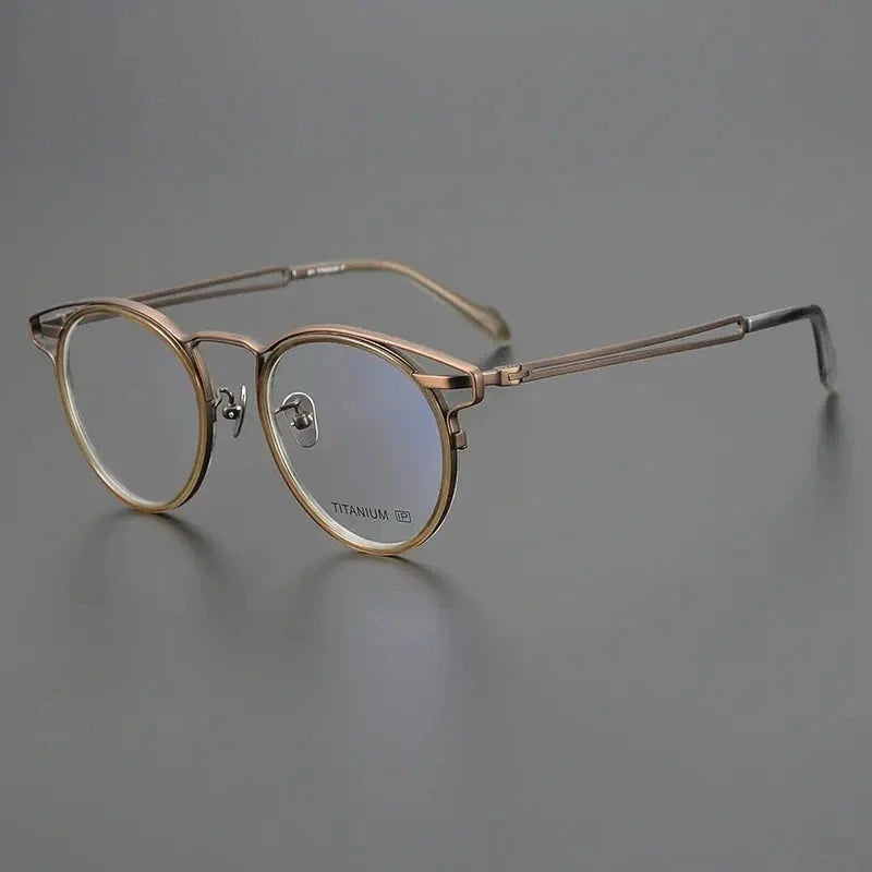 Bobbie Women's Full Rim Round Acetate Titanium Eyeglasses 719061 - Bronze